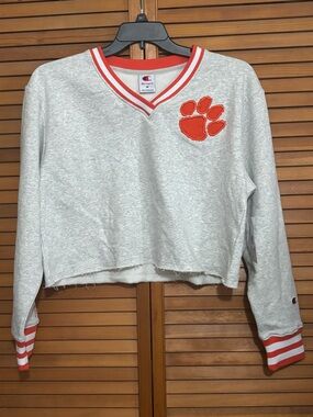 NCAA Clemson Tigers Women's Champion Ash V-Neck Sweatshirt